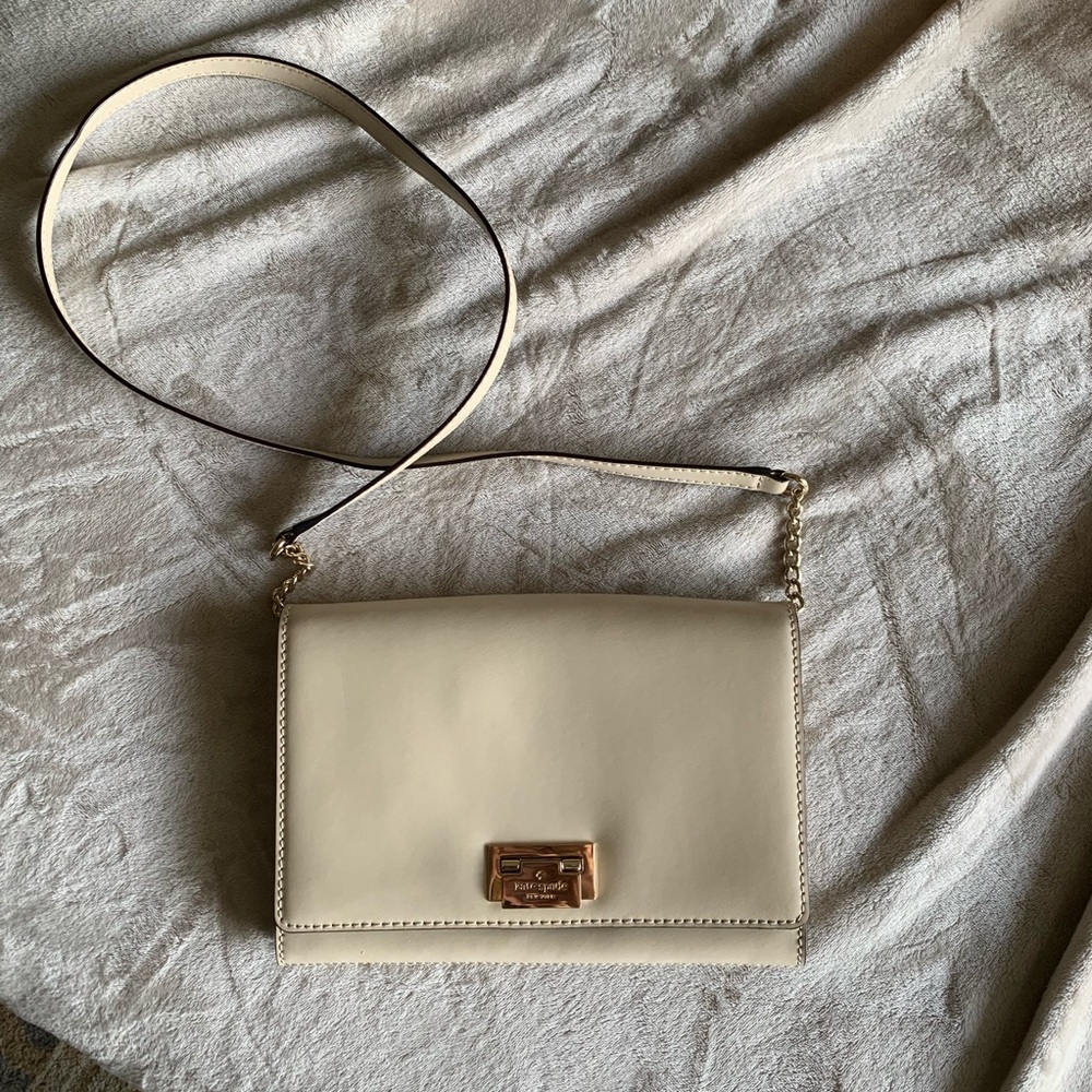 Kate Spade Tan and Gold Crossbody Bag